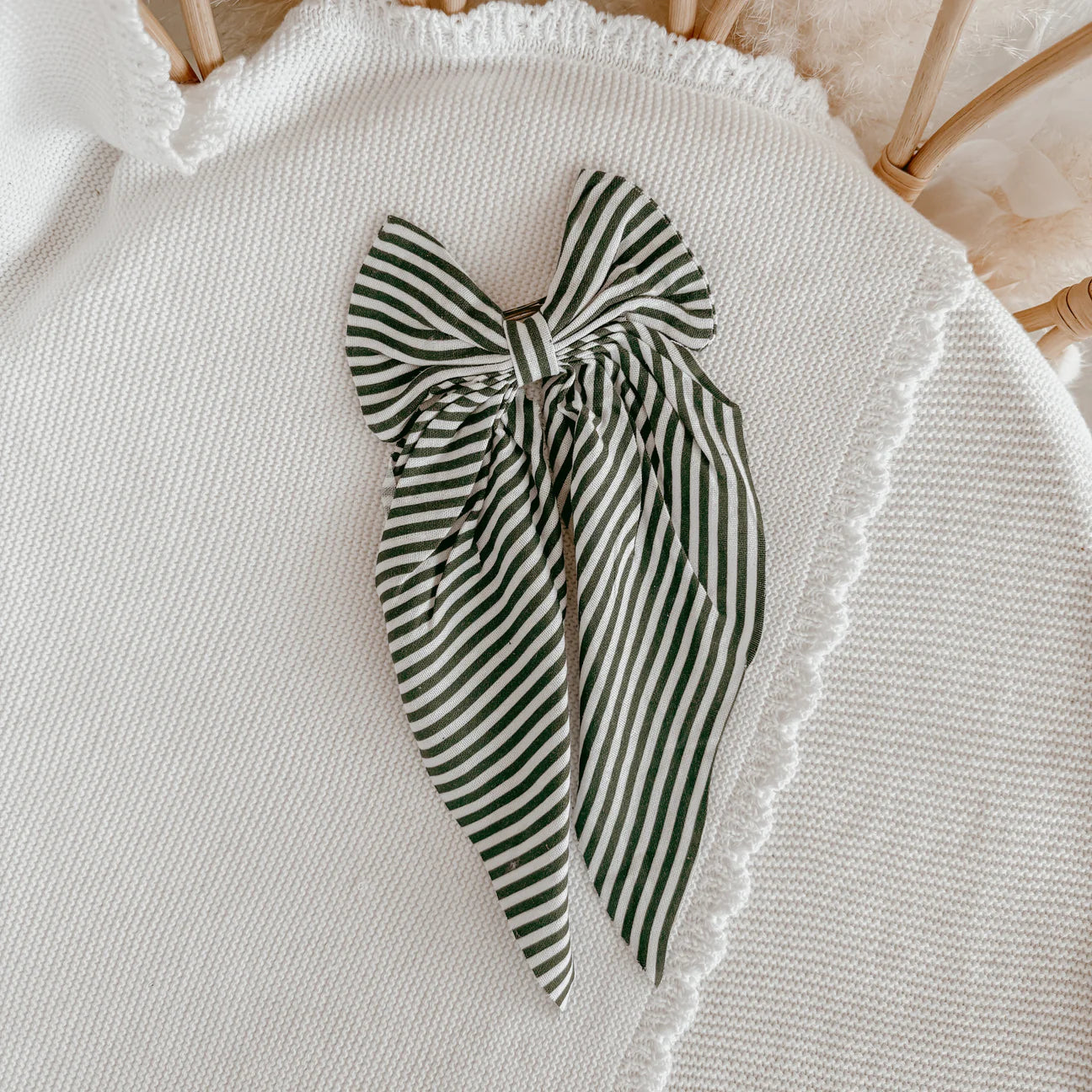 Hair Bow - Green Stripe