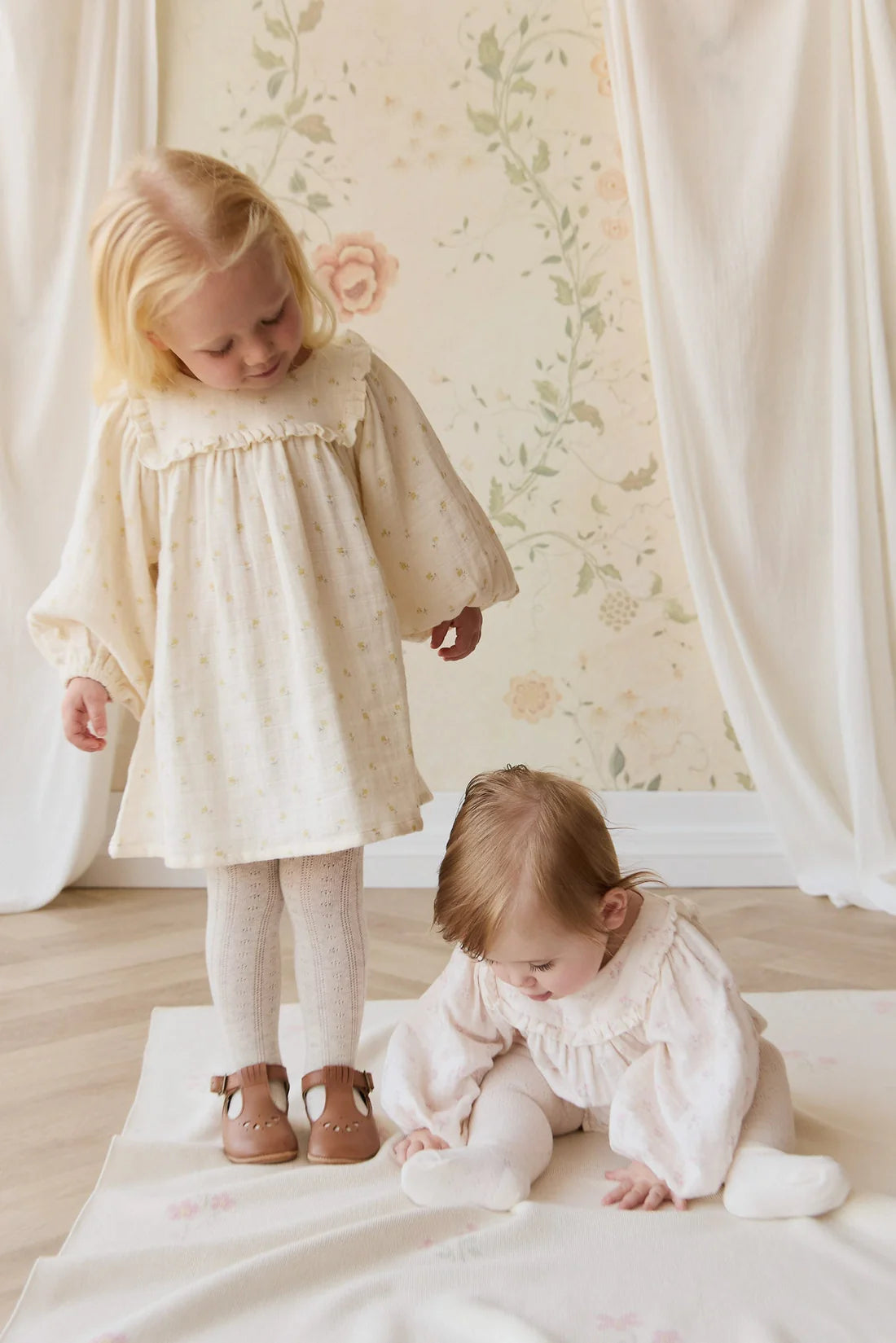 Organic Cotton Muslin Amira Dress - Vintage Ditsy