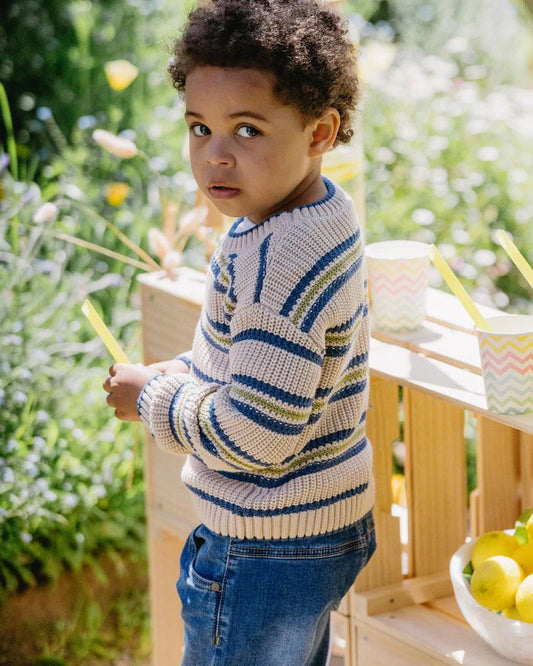HIGH FLYER STRIPE KNITTED JUMPER 3-7 YRS