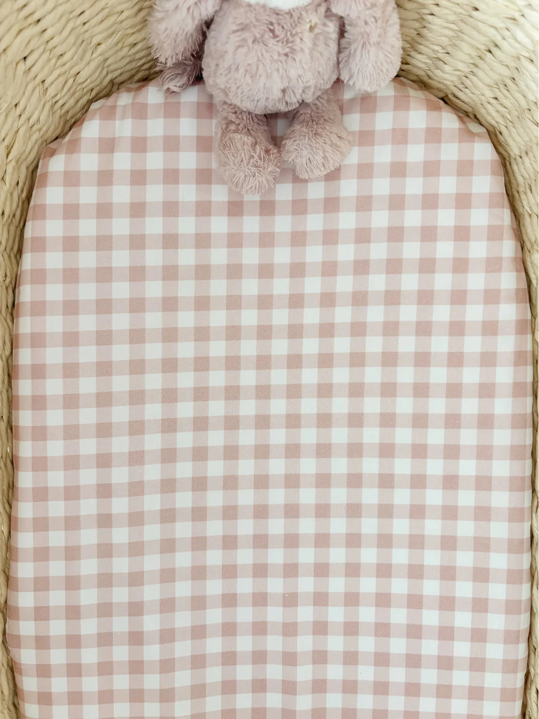 WATERPROOF BASSINET SHEETS - PINK GINGHAM