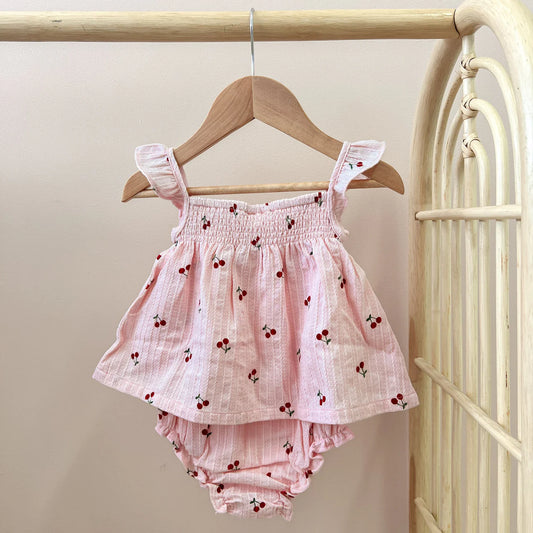 Pink Cherry Romper 3-6m