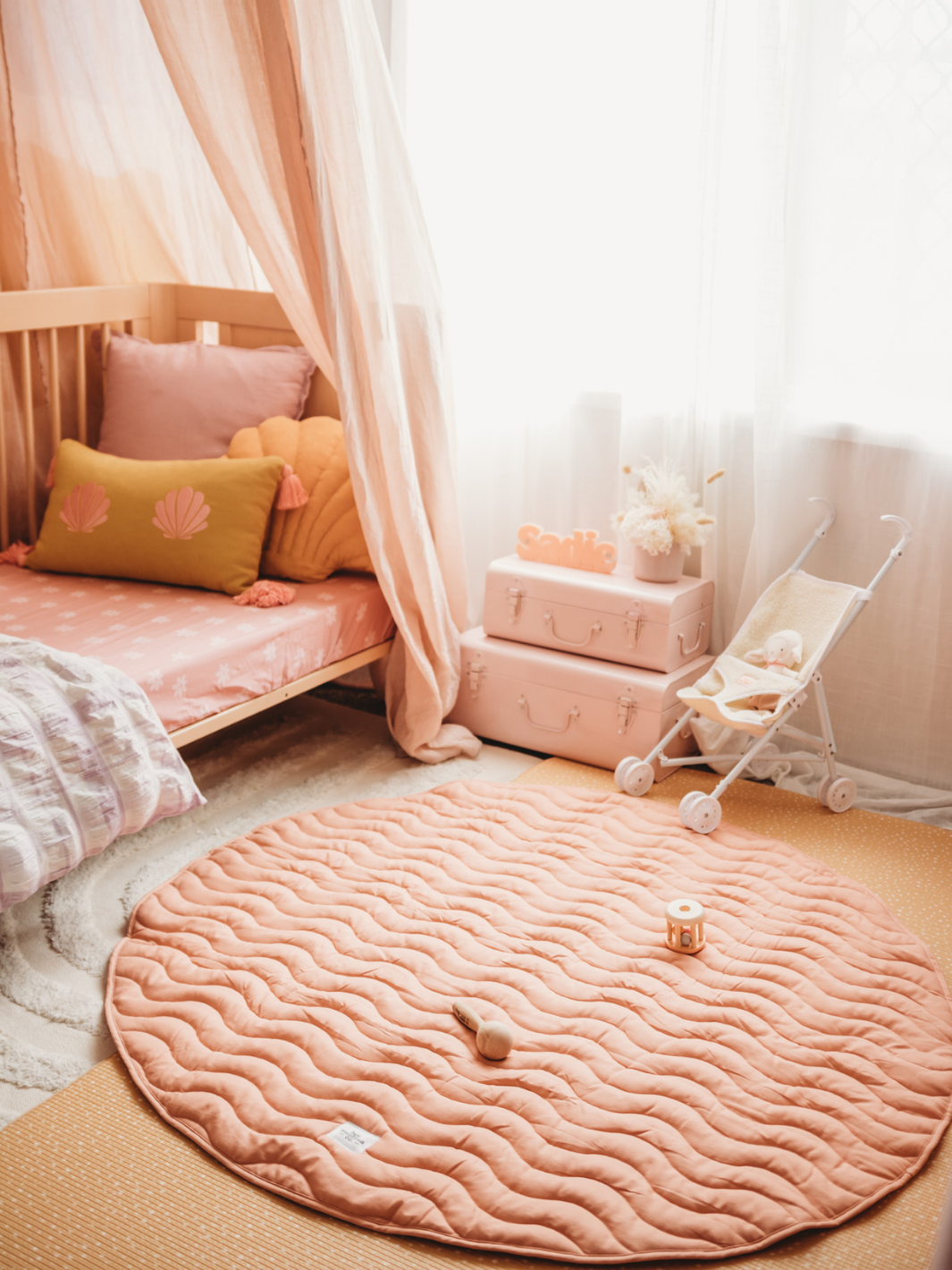 Peach Nectar Linen Playmat