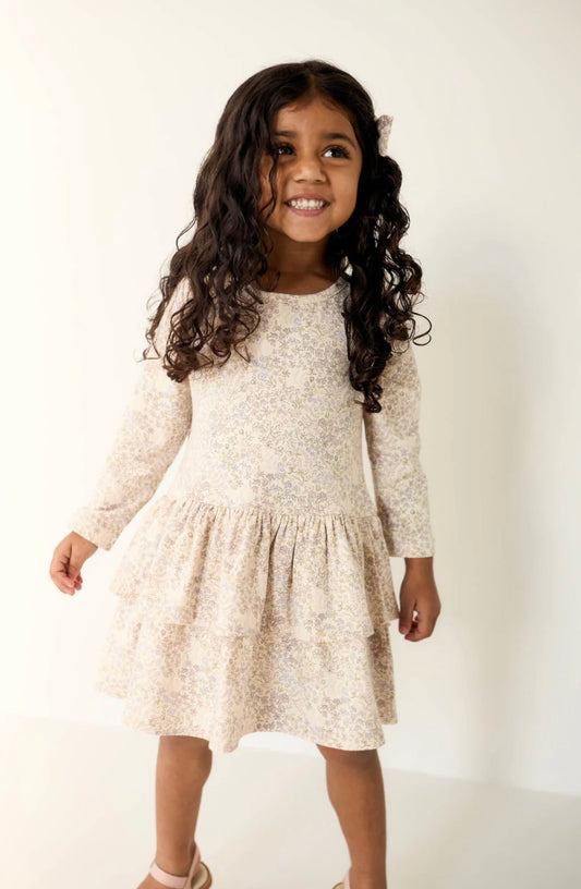 Organic Cotton Fayette Dress - April Floral Mauve