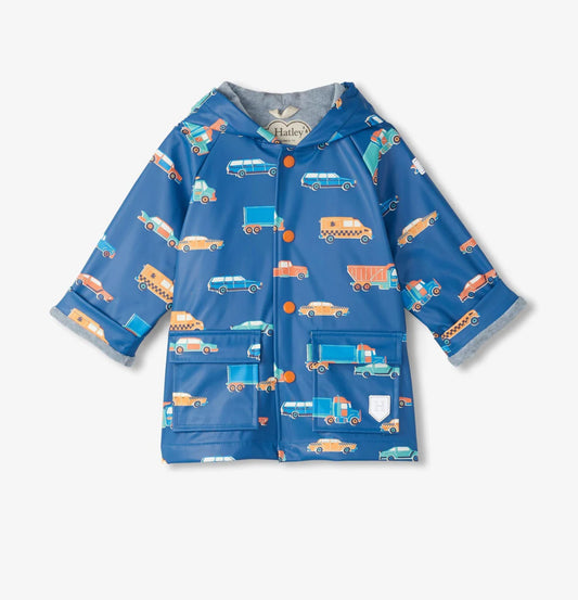 Baby & Toddler Boys Driving Cars Button-Up Rain Jacket