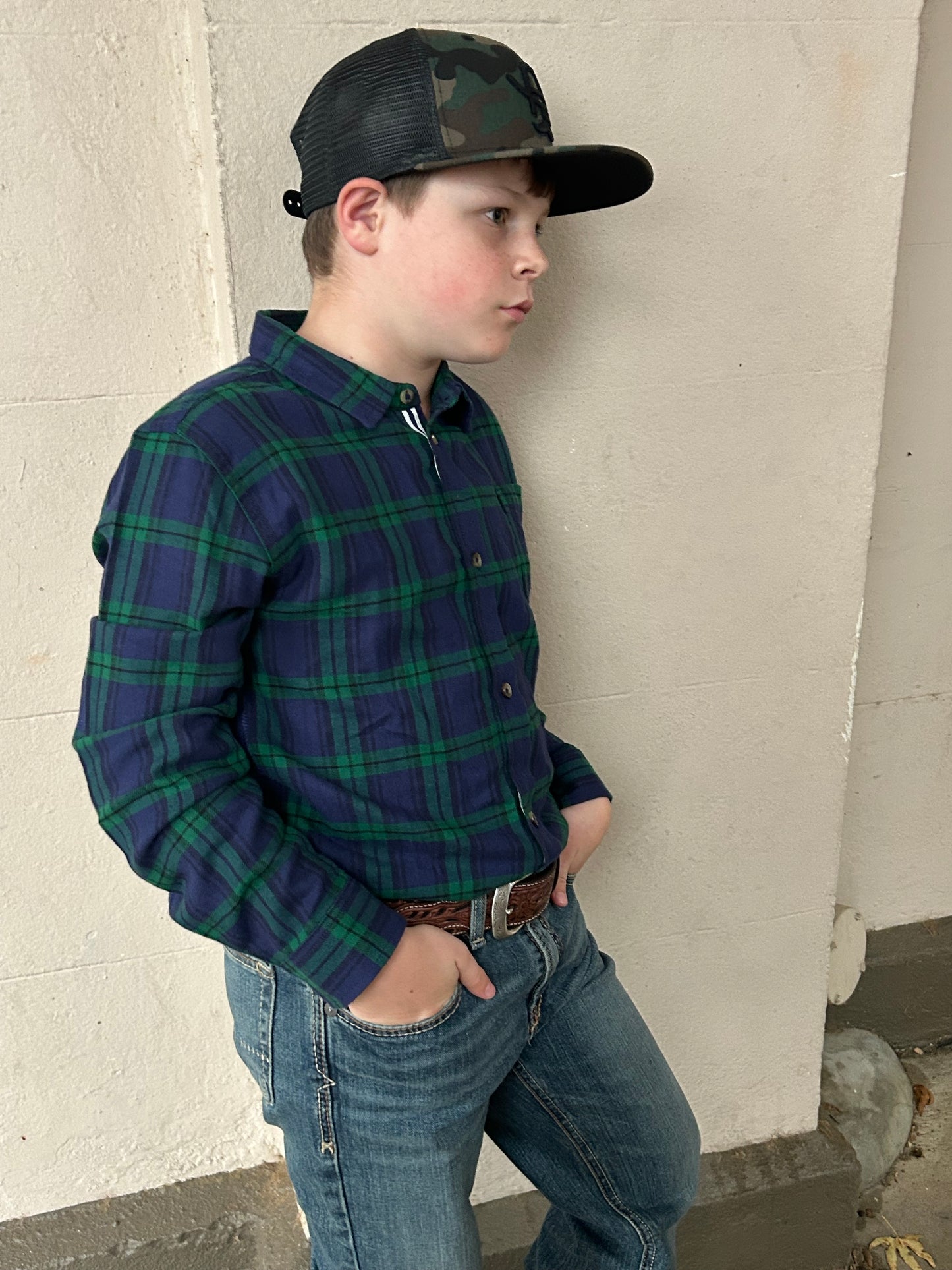Boys Blackwatch Plaid Button Down Shirt