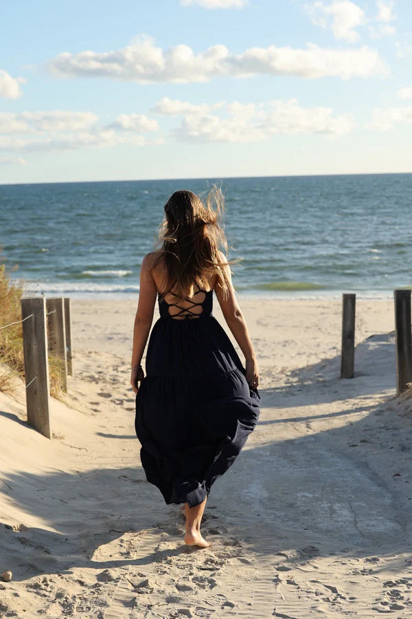 Clara Chiffon Girls Maxi Dress Indigo Blue