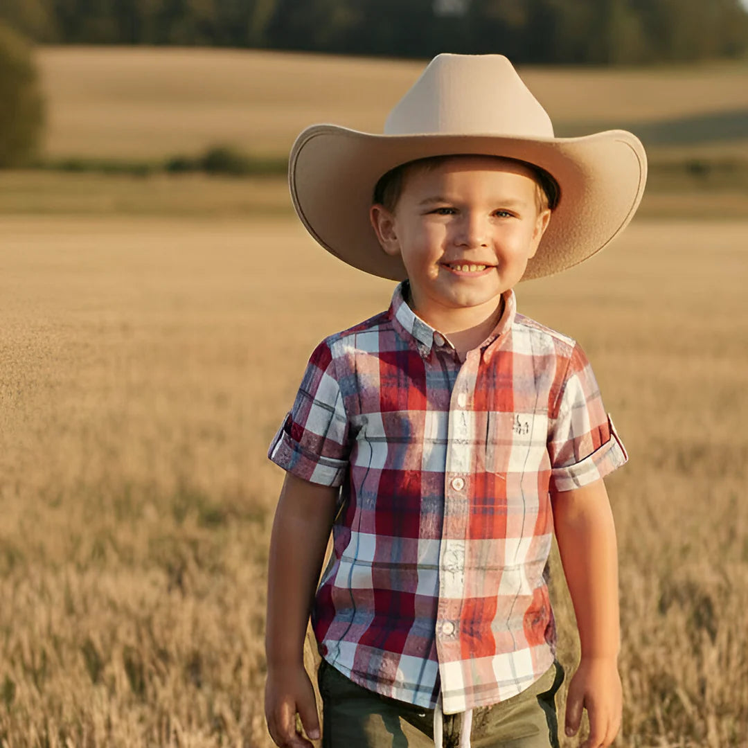 BOYS DRESS SHIRT - RED PLAID