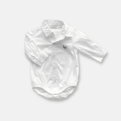 Baby Boys Dress Shirt Romper - White