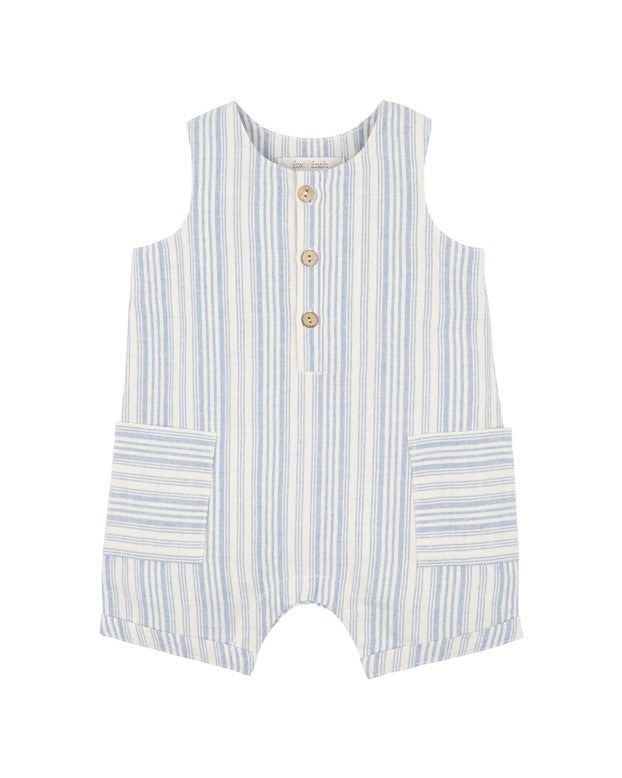 Puffin Stripe Romper - Blue