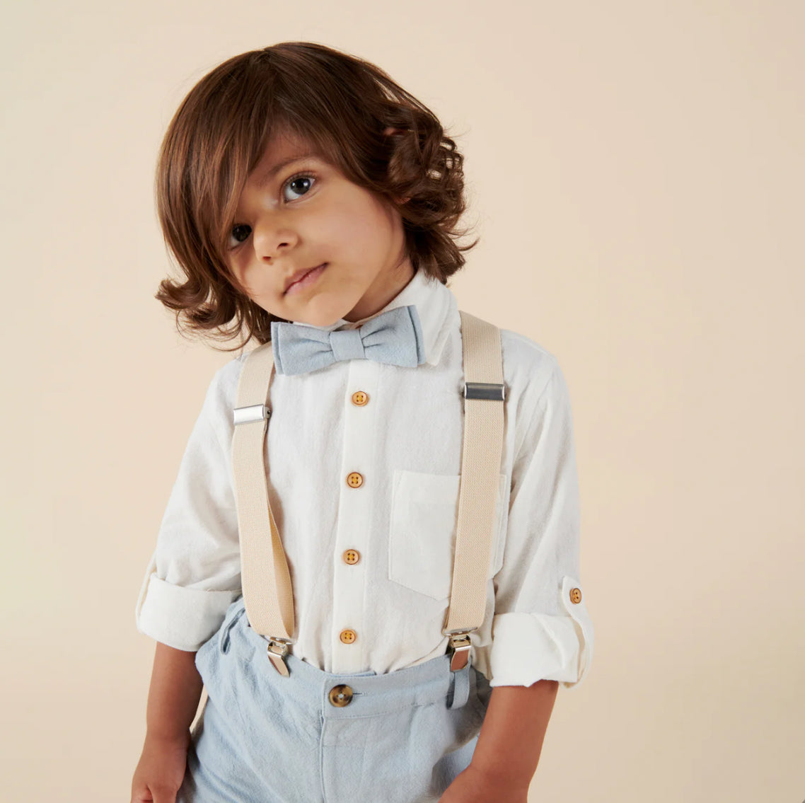 Finley Linen Bow Tie - Ice Blue