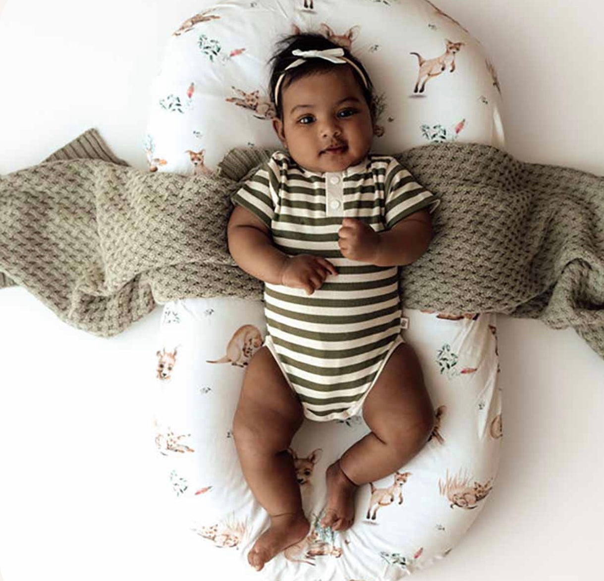 Olive Stripe Organic Short Sleeve Bodysuit