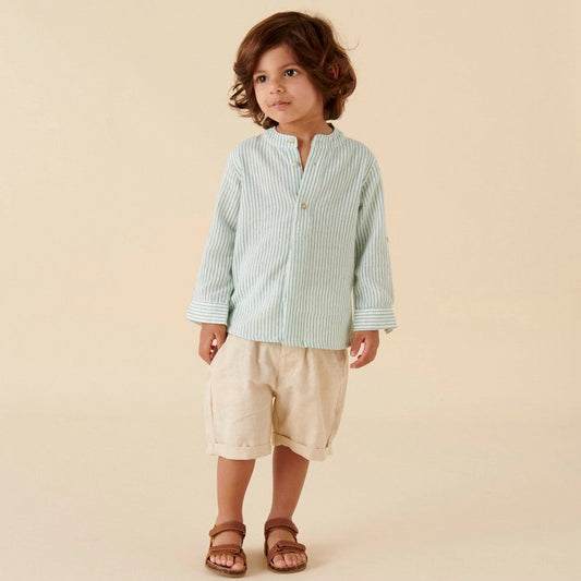 Luca L/S Button Shirt - Green Stripe