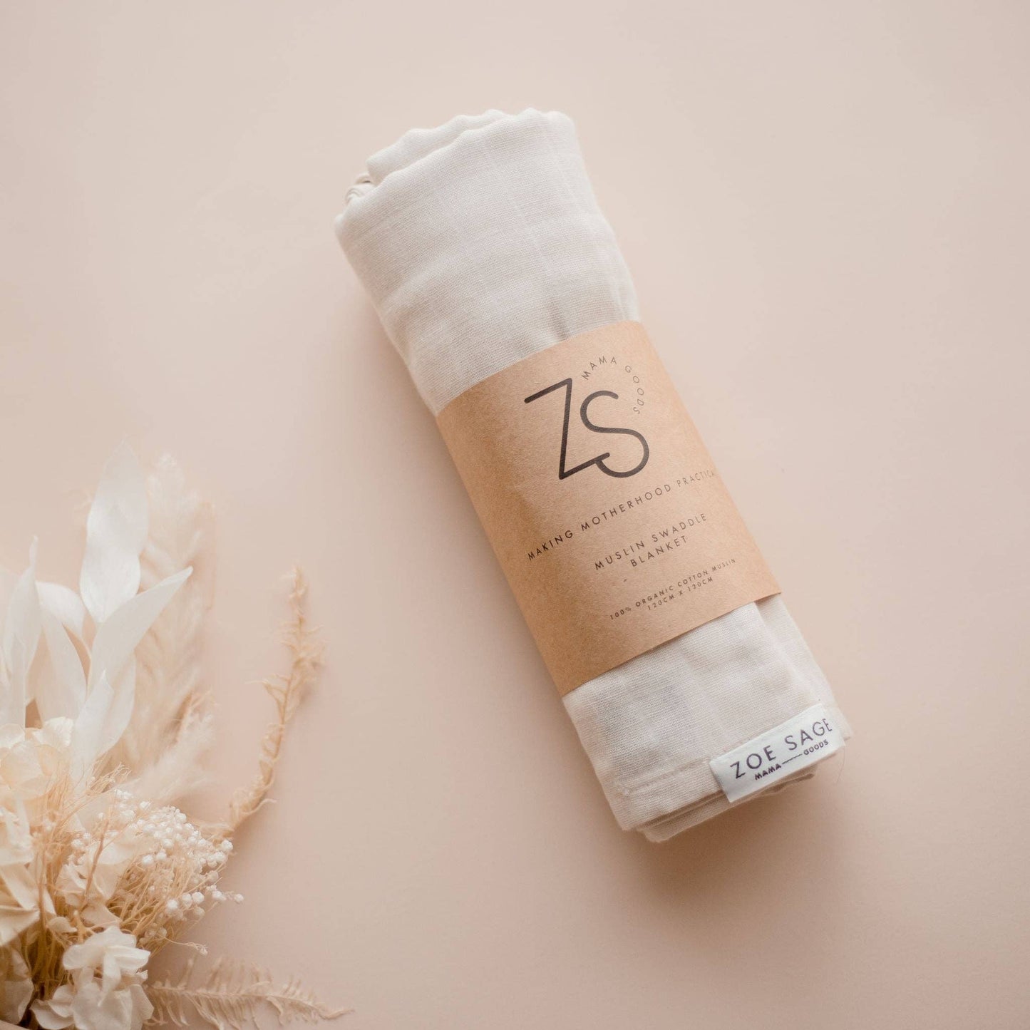 Organic Cotton Muslin Swaddle Wrap 120cm | Oat