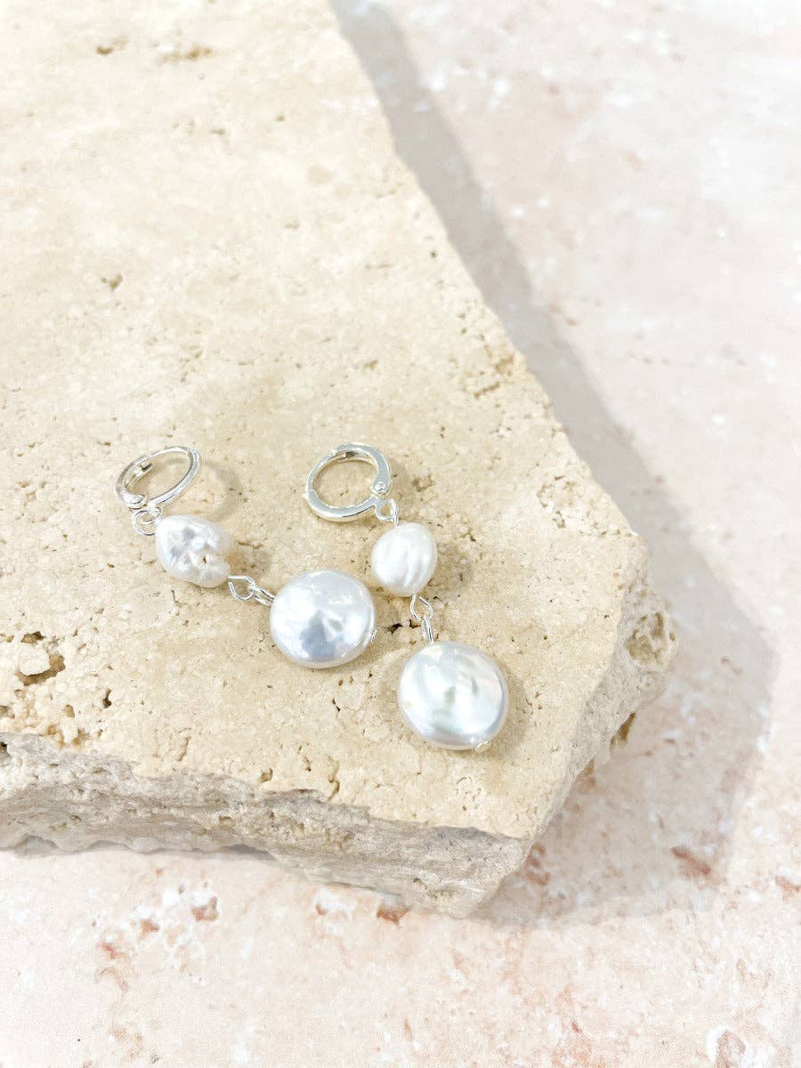 Aura Pearl Silver Plated Earrings
