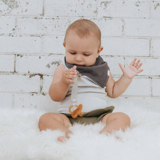 Bandana Dribble Bib Linen | Charcoal