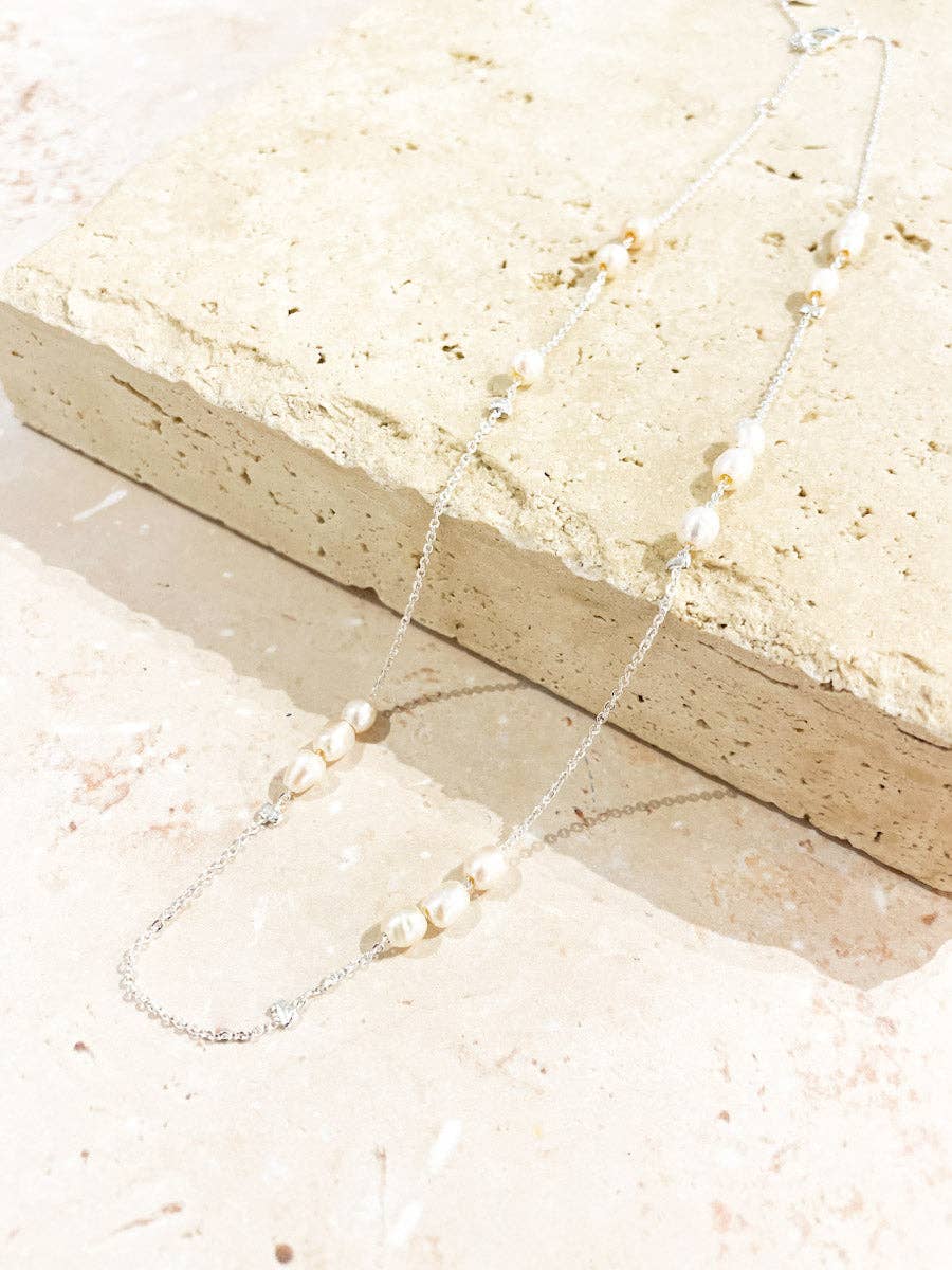 Trio Pearl Sterling Silver Plated Necklace