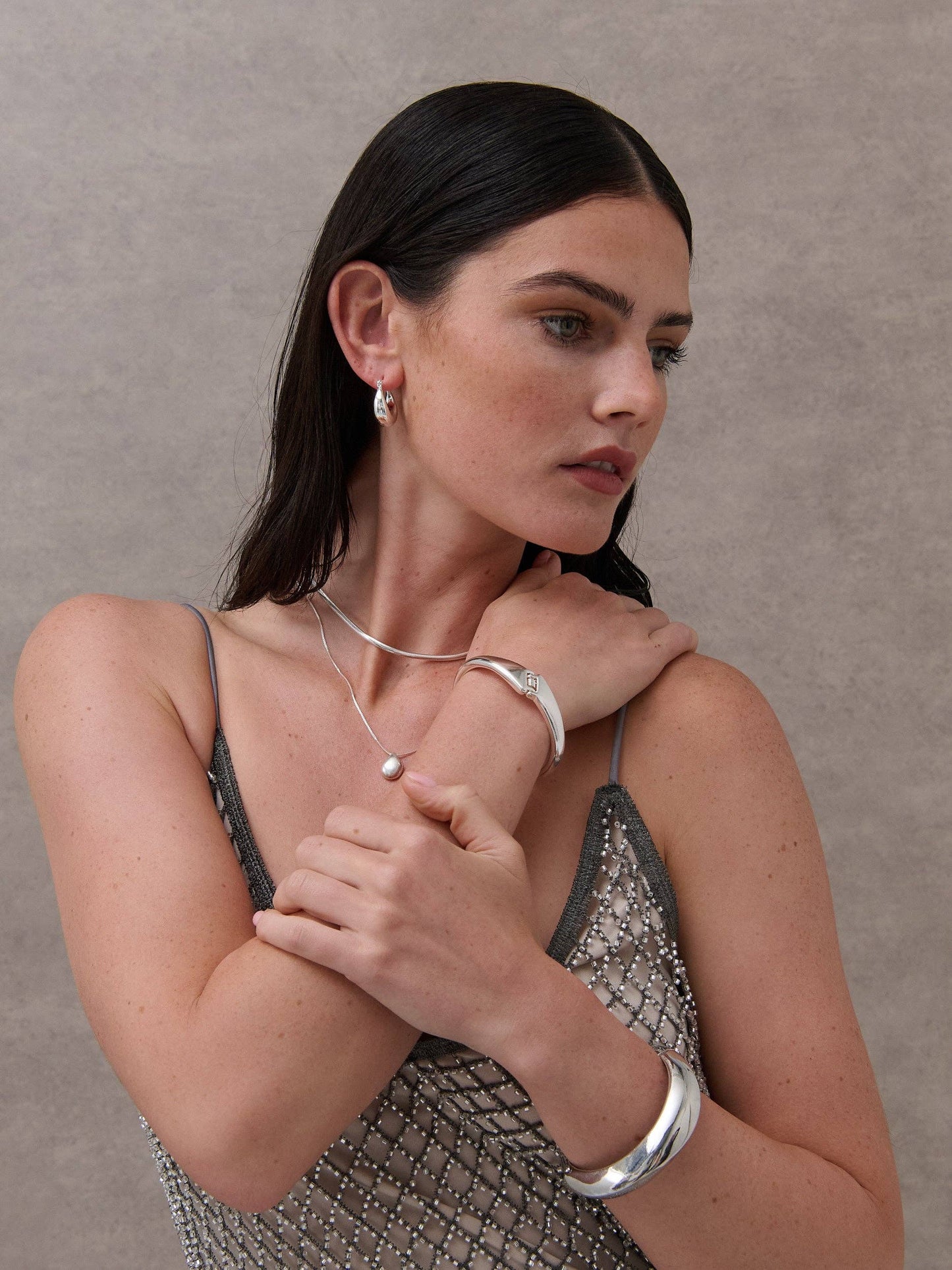 Wave Sterling Silver Plated Open Bangle