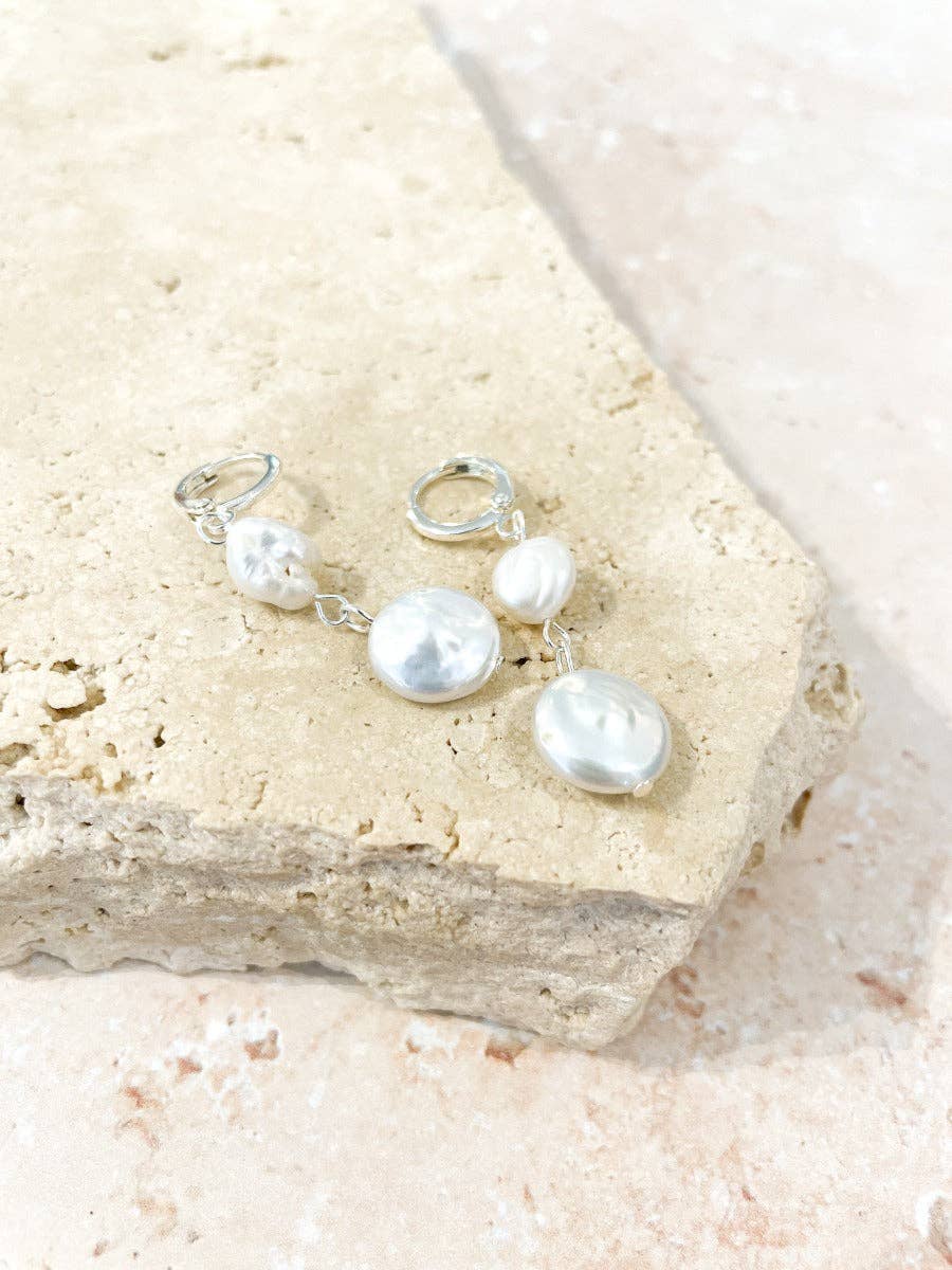 Aura Pearl Silver Plated Earrings