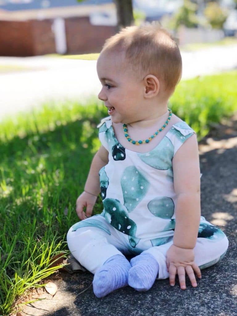 Amber Bracelet Cognac & Turquoise | Baby 14cm