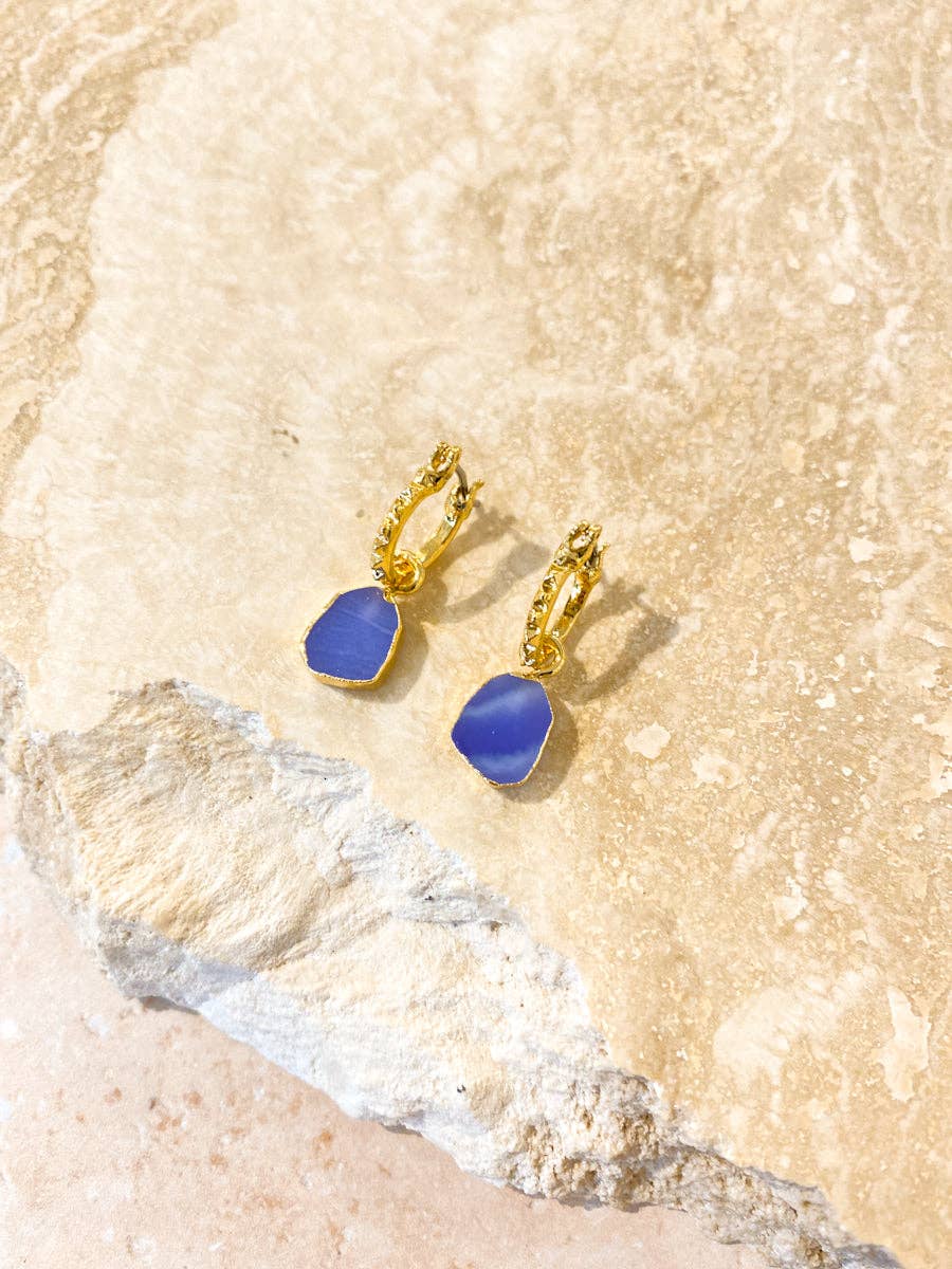 Airin Stone 18K Gold Plated Earrings in Blue