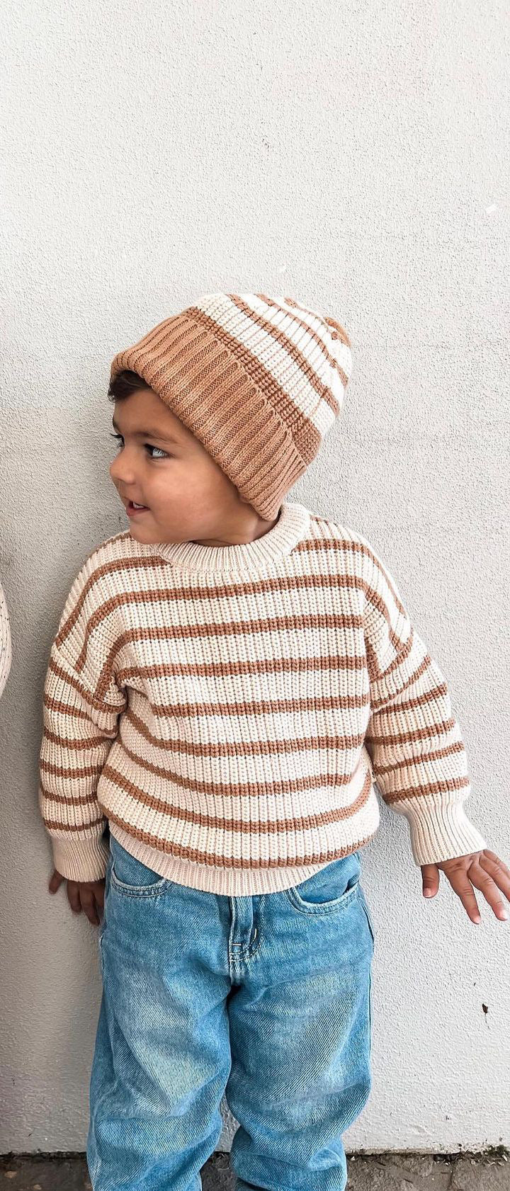 Chunky Knit Jumper | Brown Stripe