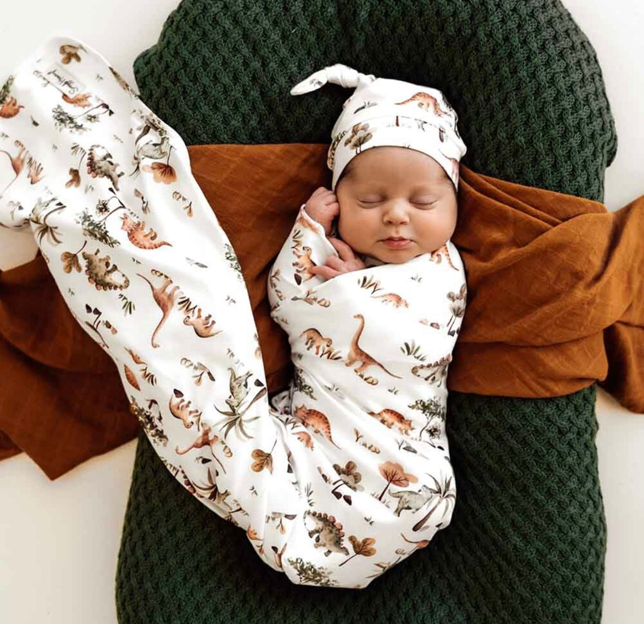 Dino Jersey Wrap & Beanie Set