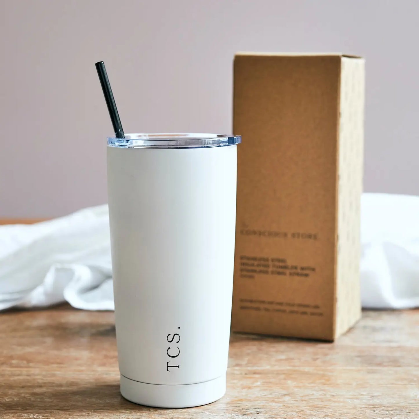 Insulated Smoothie Cup With Straw | White