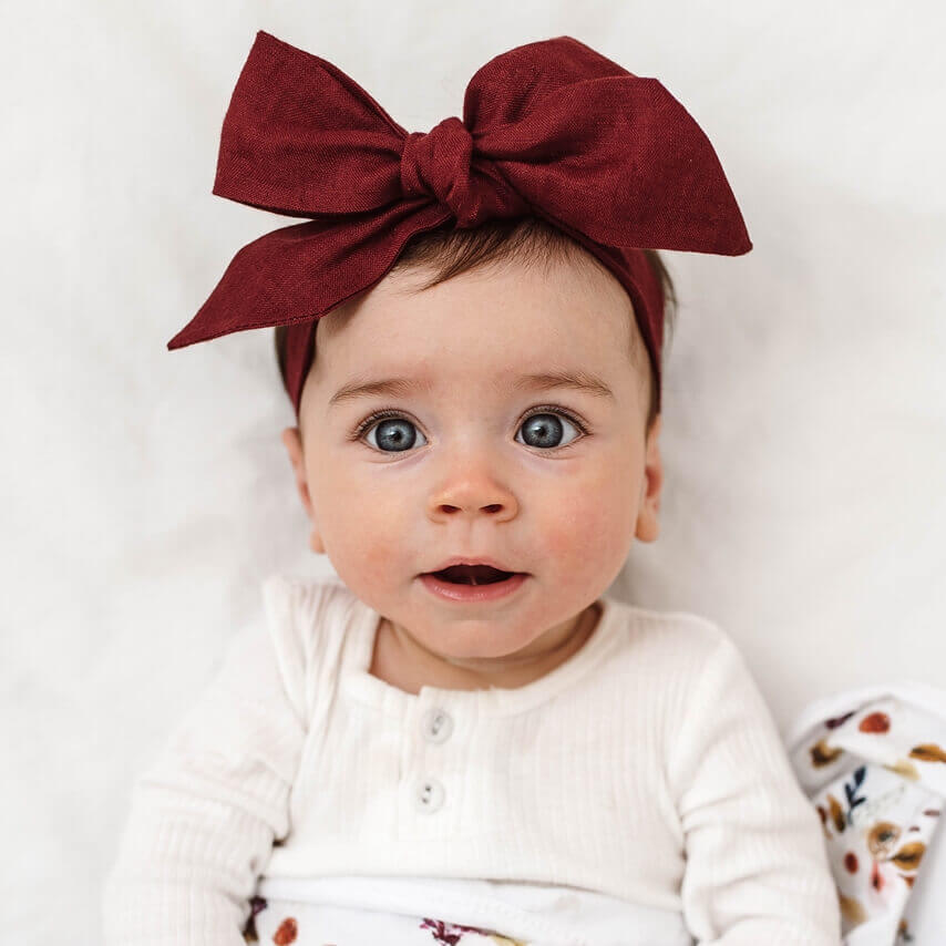 Burgundy Linen Bow