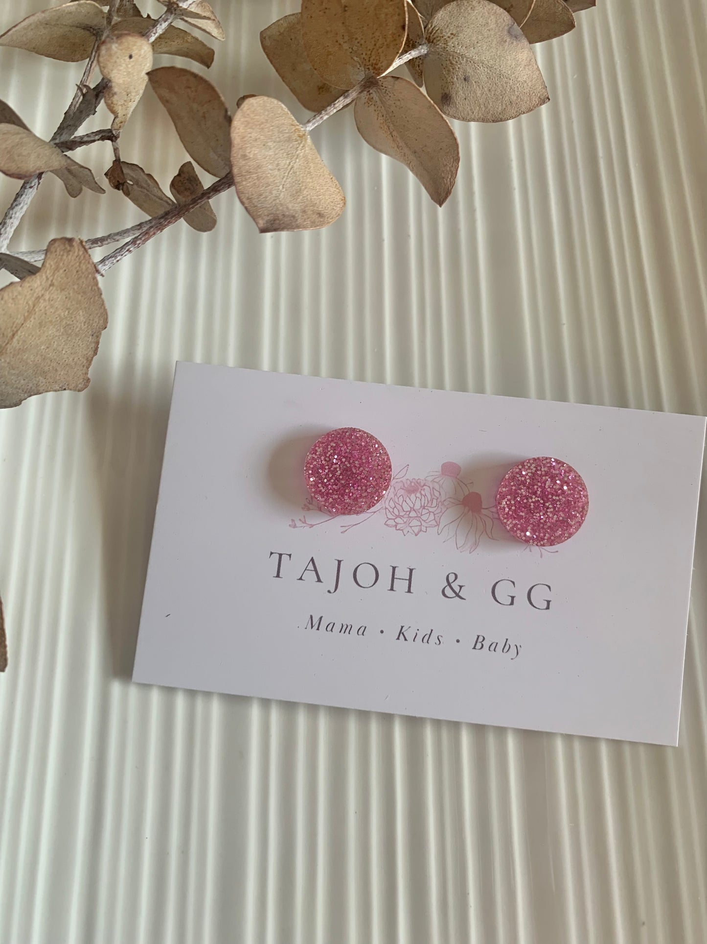 Pink Glitter Studs