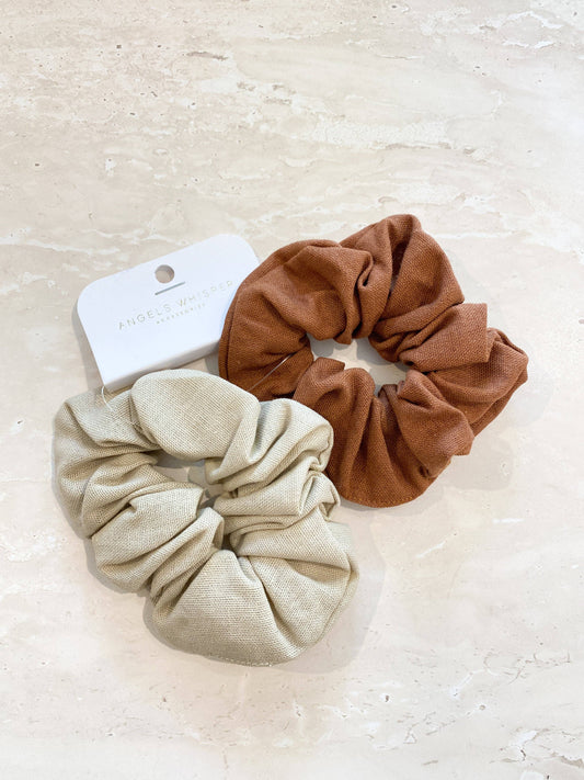 Mild Chocolate Linen Scrunchie Pack