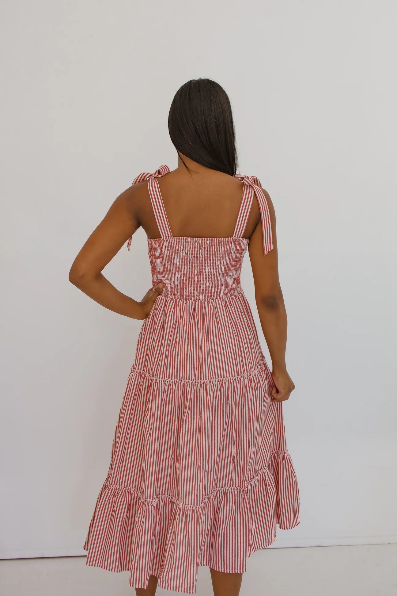 Ladies Candy Stripe Dress - Red
