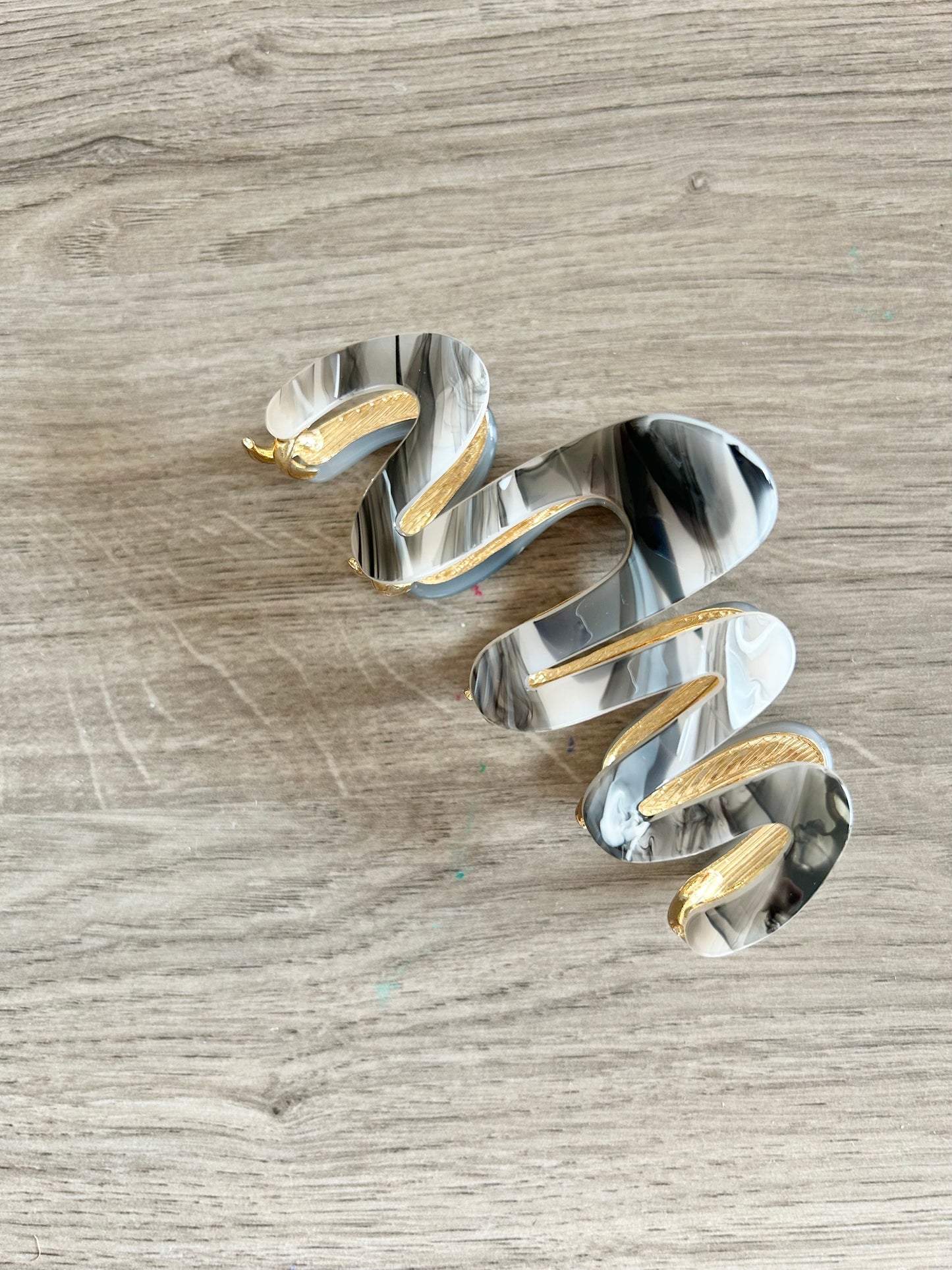 Gold & Grey Marbled Fancy Claw Clip