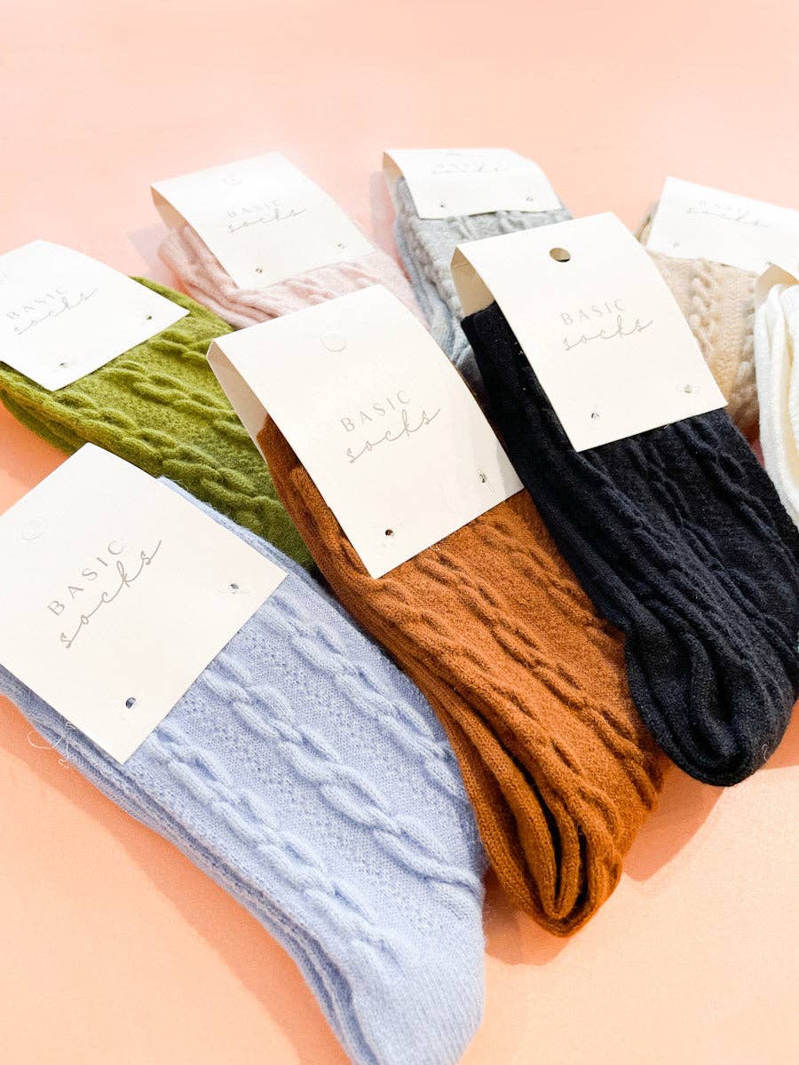 Winter Cable Woolen Crew Socks