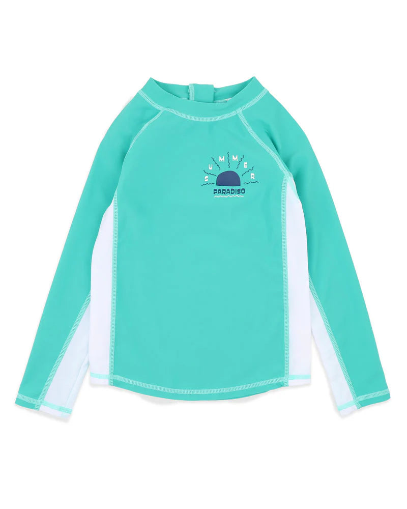 BOYS TEAL GREEN LS RASH TOP