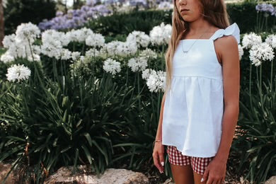 Girls Esme Top - White Linen