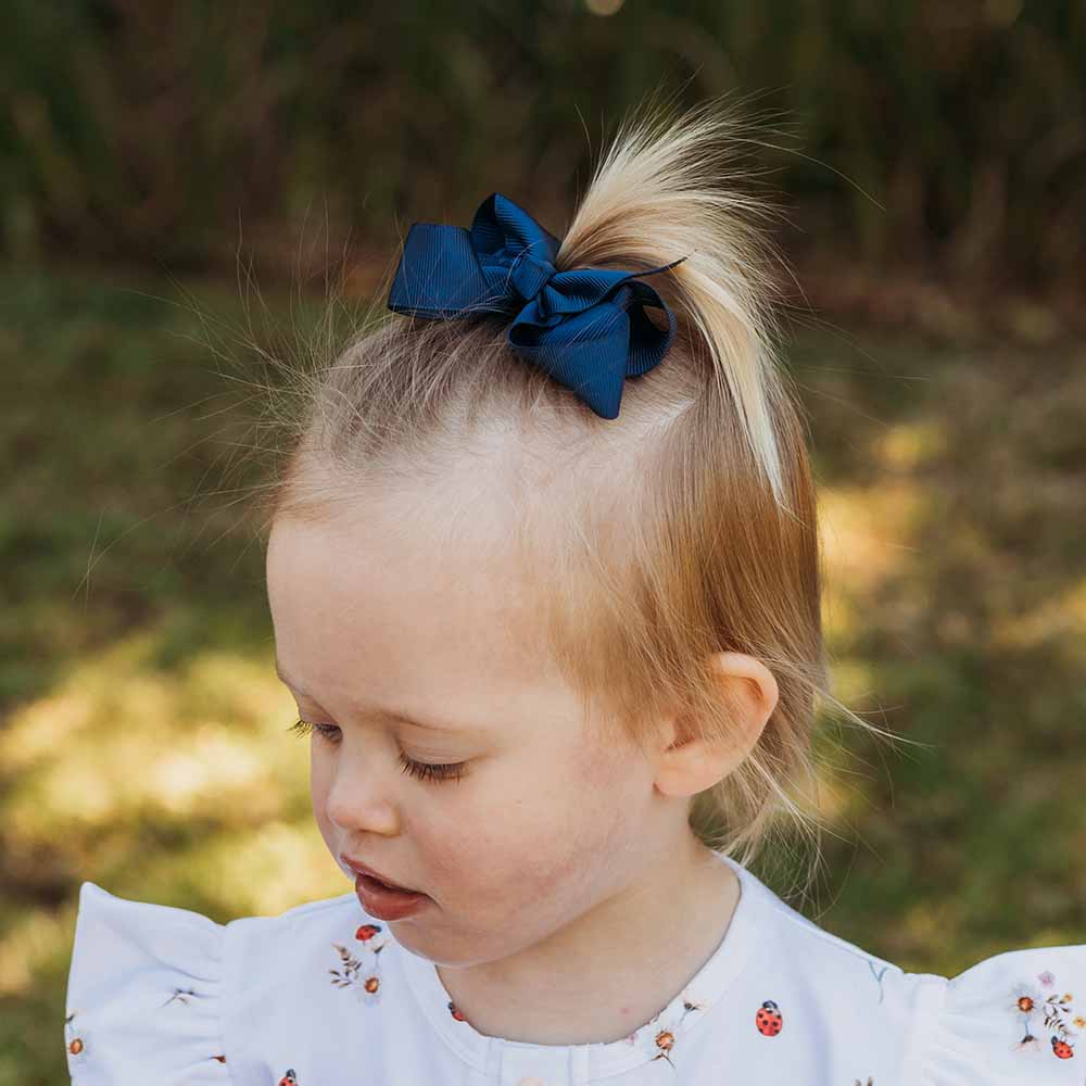 Navy Bow Hair Clip