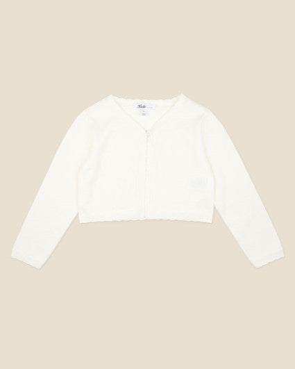 SCALLOPED EDGE ORGANIC CARDIGAN 3-7YRS