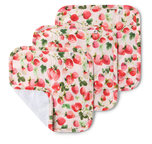Strawberry Organic Wash Cloths - 3 Pack