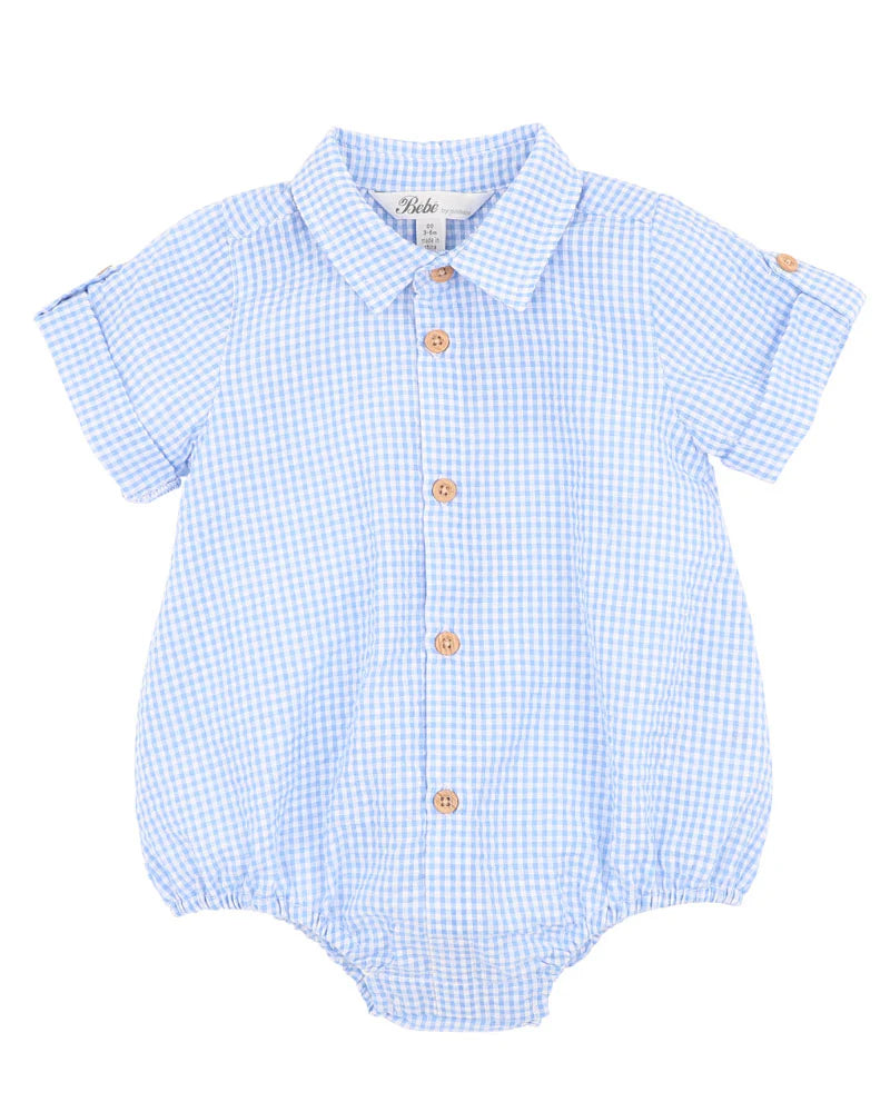 Roman Shirt Bodysuit Blue Check