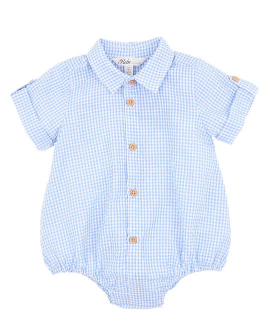 Roman Shirt Bodysuit Blue Check