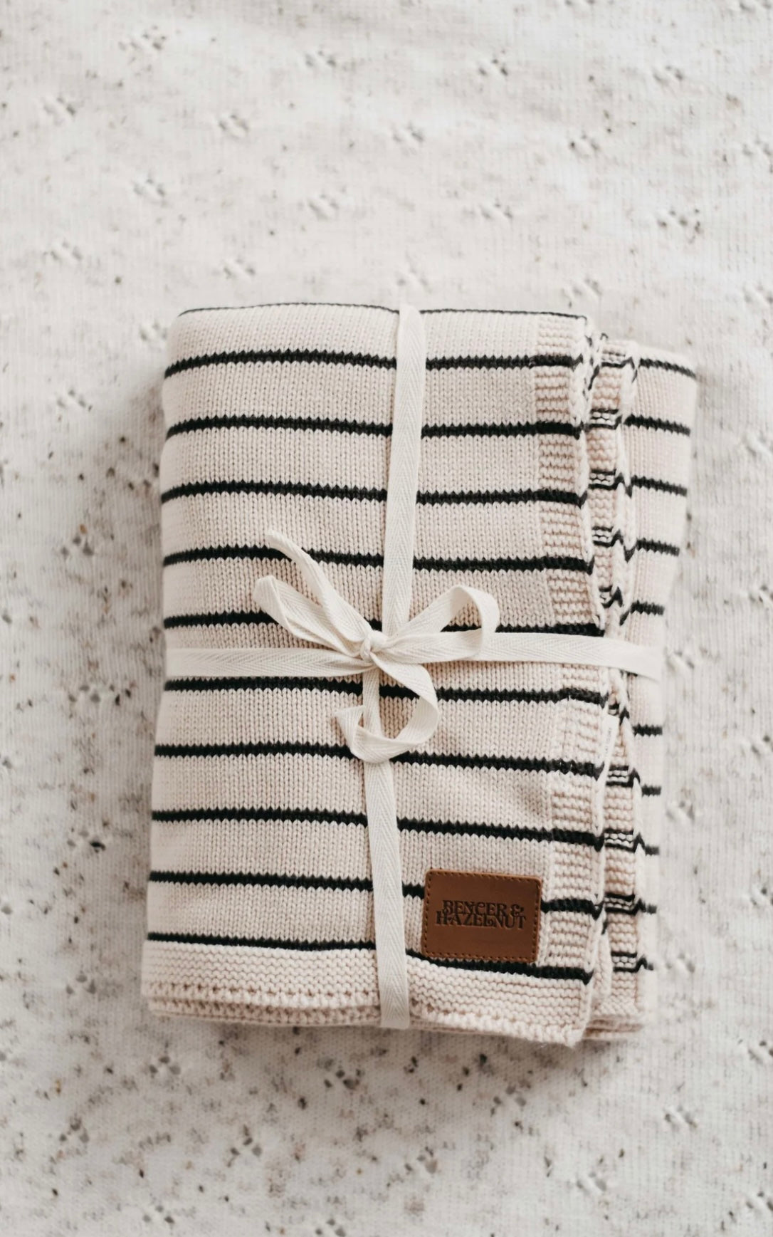 Charcoal Stripe Knit Baby Blanket