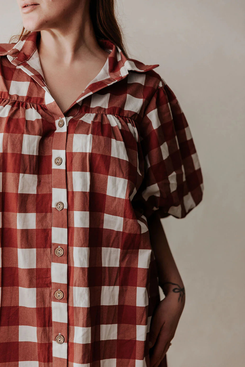 LADIES DRESS: RED GINGHAM