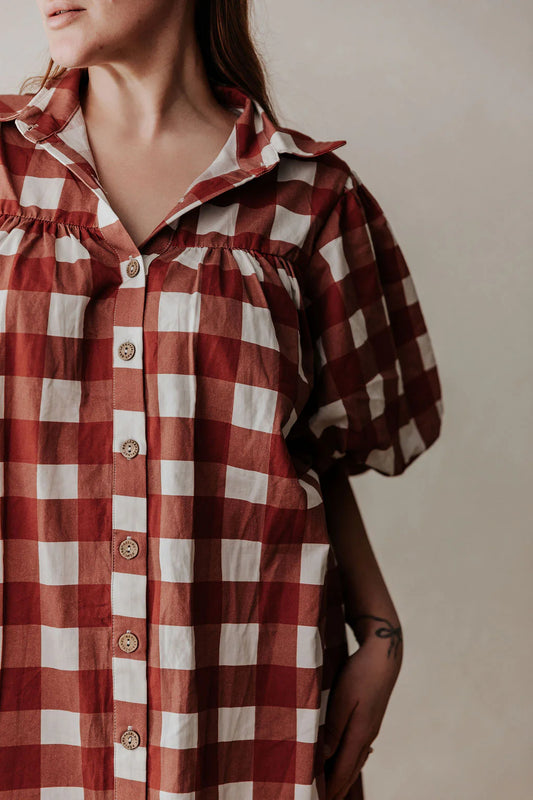 LADIES DRESS: RED GINGHAM