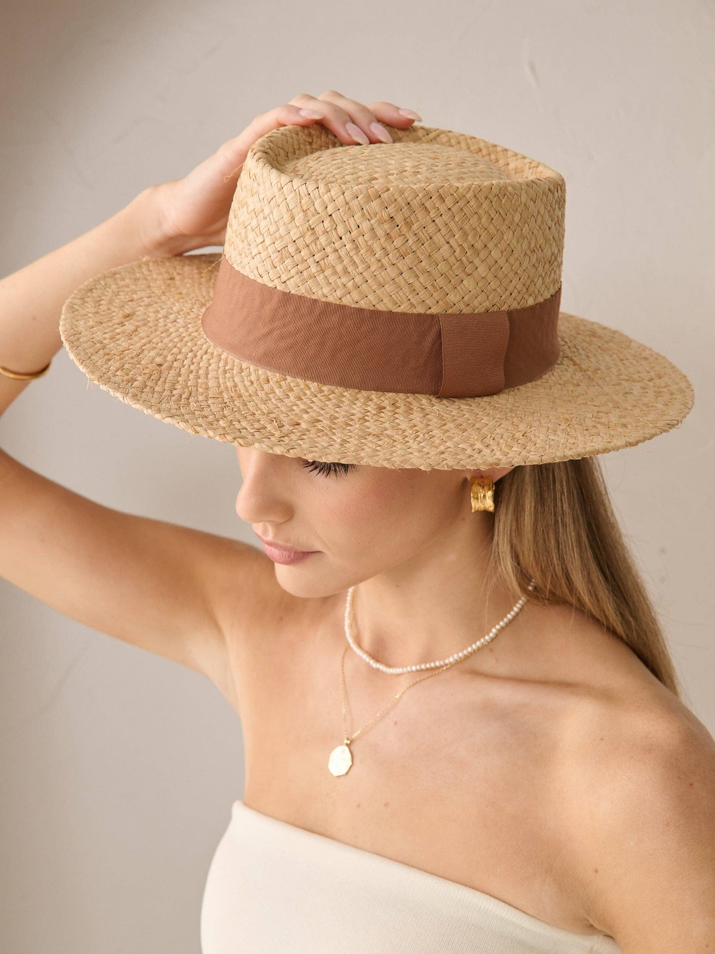 Island Ribbon Straw Boater Hat