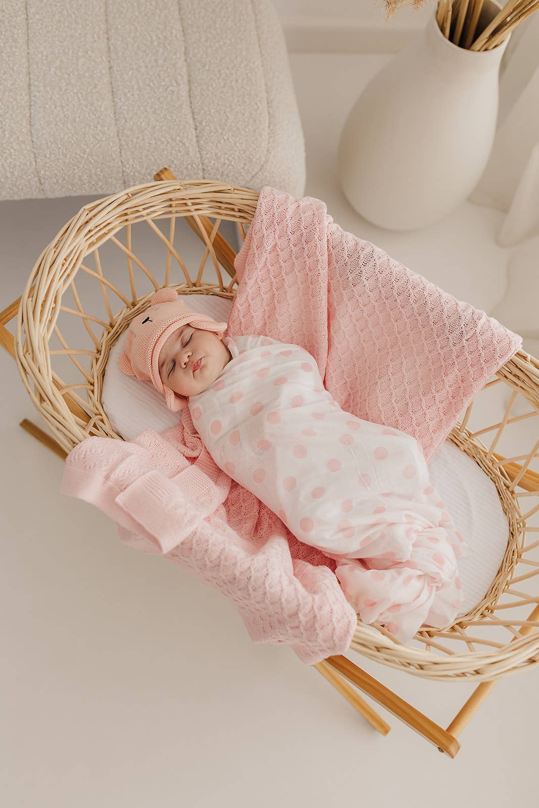 Pink & Pink Spot 2 Pack Muslin Wrap