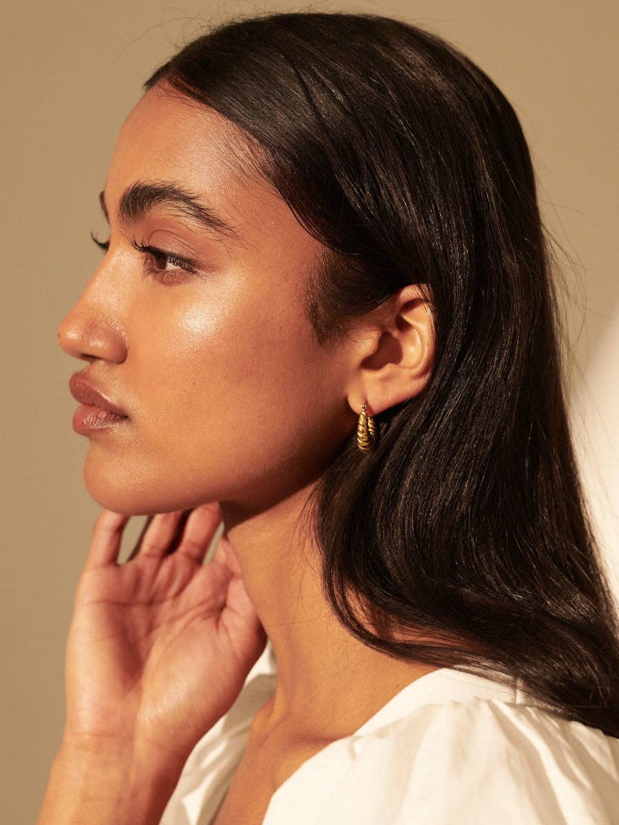 Croissant Twist Hoop Gold Plated Earrings