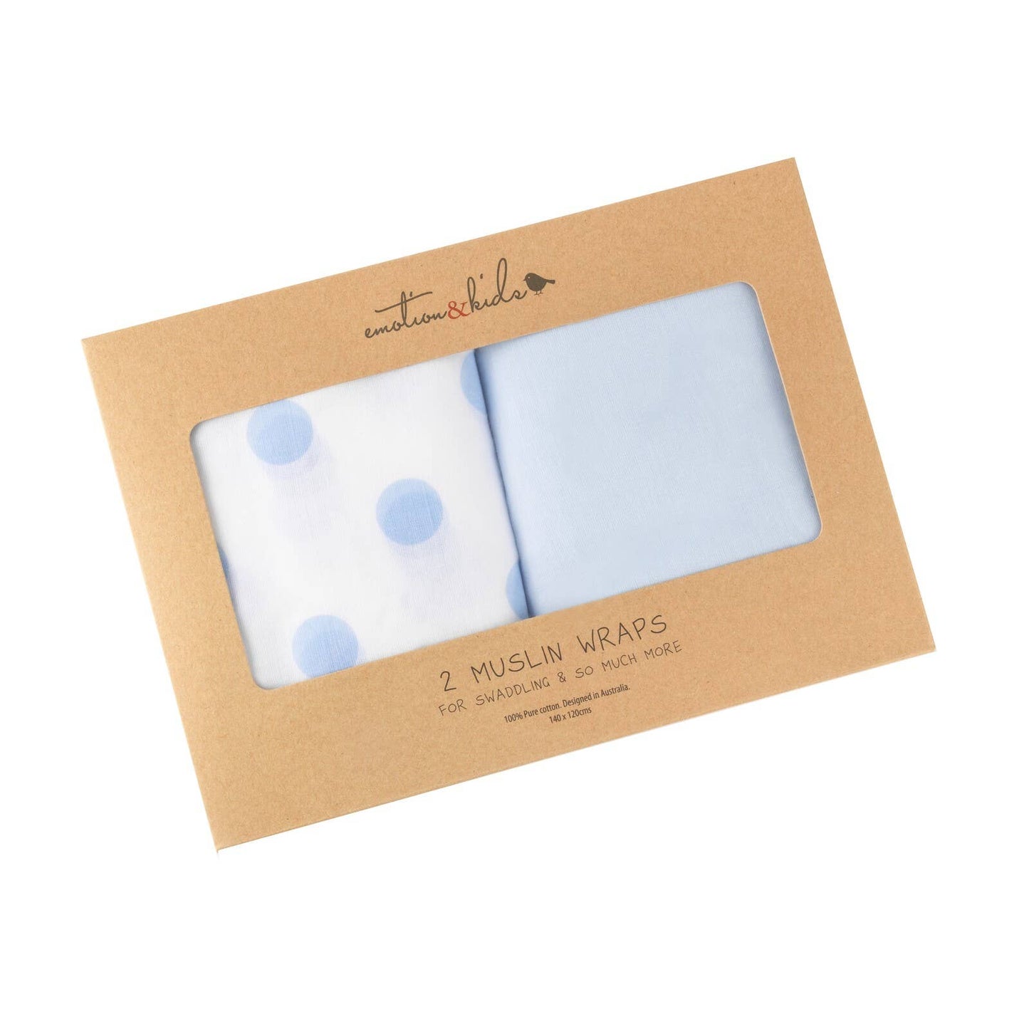 Blue & Blue Spot 2 Pack Muslin Wrap