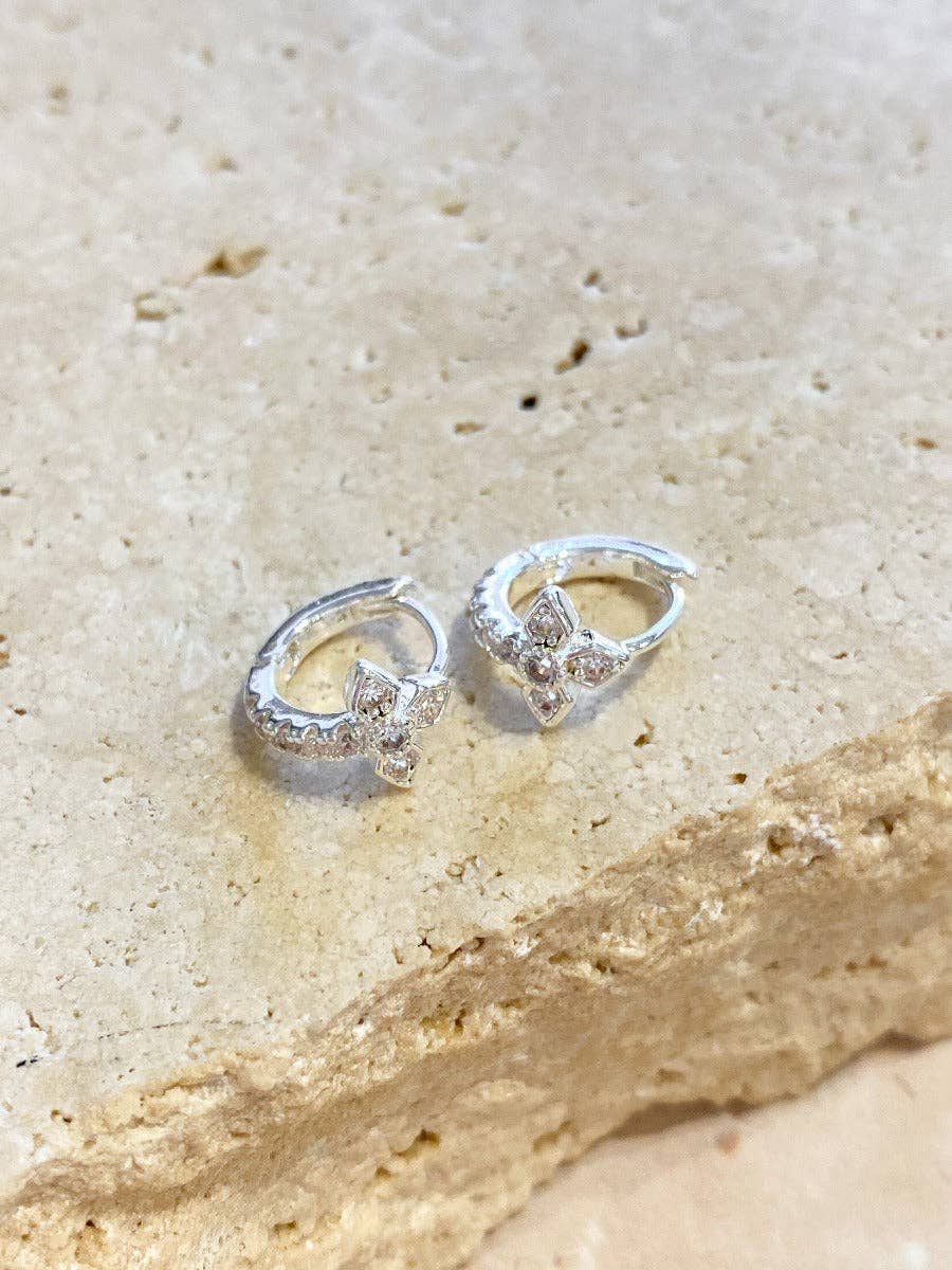 Petit Diamanté Sterling Silver Plated Huggies