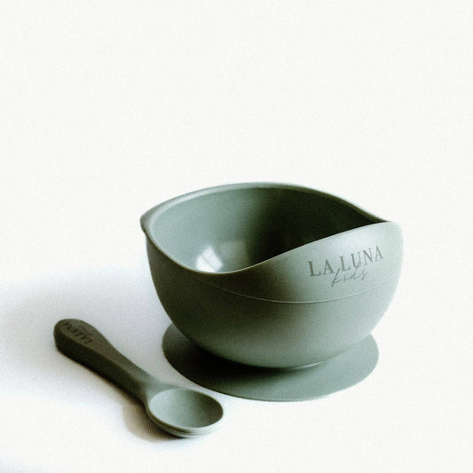 Silicone Suction Bowl & Spoon Set Sage