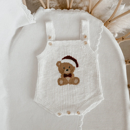 Teddy Bear Singlet Knit Romper